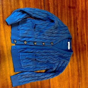 Blue Cable Knit Cardigan Sweater